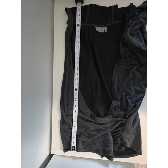 Athleta Womens Small Studio Modal Hoodie Sweatshirt Cross Wrap Top Gray Thumb - Picture 7 of 7